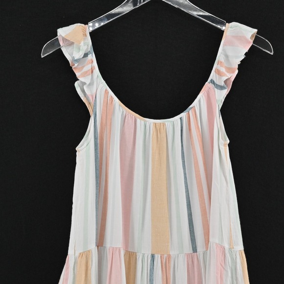 Rails Capri Melon Stripe Tiered Midi Dress Size XS Linen Pastel Cottagecore Boho - Picture 12 of 14